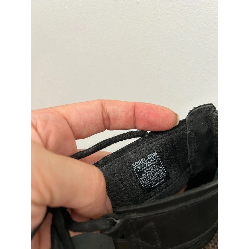 Sorel Joanie Lace Sandals Women 8.5 Black Leather Gorpcore Wedge Heels